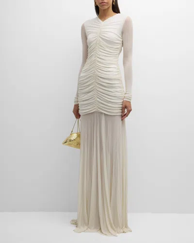 A.l.c Fawn Ruched Column Gown In Off White