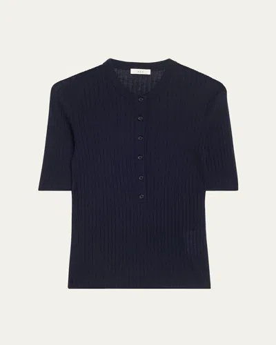 A.l.c Fisher Buttoned Merino Wool Top In Navy