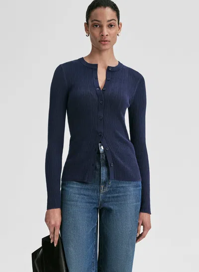 A.l.c Fisher Fine Cotton Cardigan In Blue