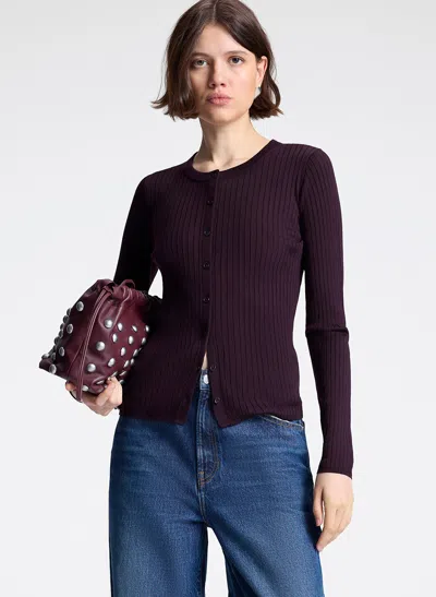 A.l.c Fisher Fine Merino Knit Cardigan In Purple