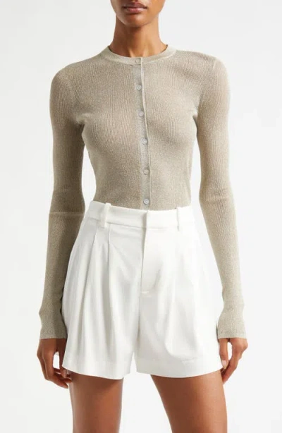 A.l.c . Fisher Metallic Rib Cardigan In Light Gold