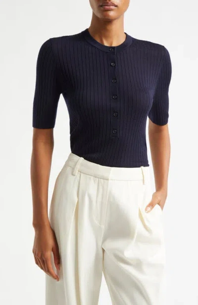 A.l.c . Fisher Rib Cardigan In Navy