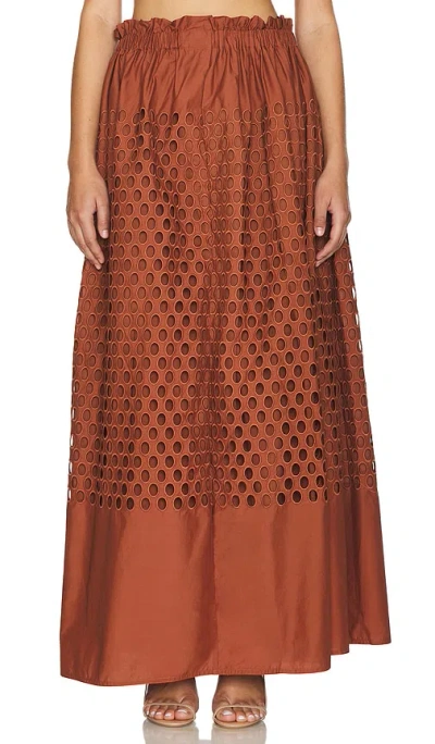 A.l.c Floral Embroidered Cut-out Maxi Skirt In Sequoia