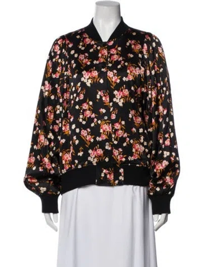 Pre-owned A.l.c Floral Print Bomber Jacket In Black