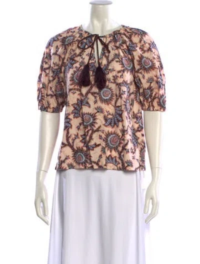 Pre-owned A.l.c Floral Print Crew Neck Blouse In Multi