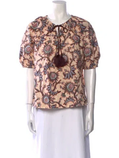 Pre-owned A.l.c Floral Print Crew Neck Blouse In Neutral