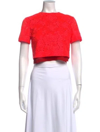 Pre-owned A.l.c Floral Print Crew Neck Crop Top In Multi