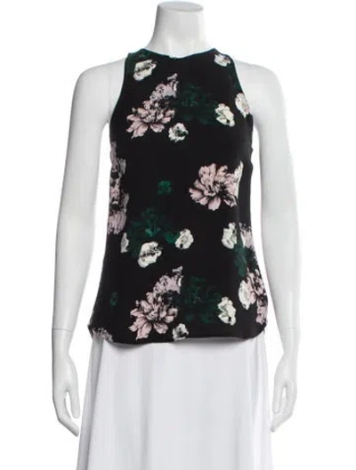 Pre-owned A.l.c Floral Print Crew Neck Top In Black