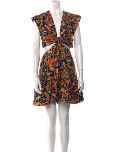 Pre-owned A.l.c Floral Print Knee-length Dress In Blue