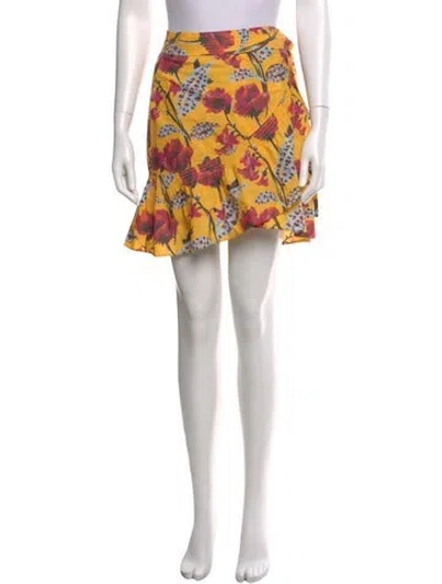 Pre-owned A.l.c Floral Print Knee-length Skirt In Yellow