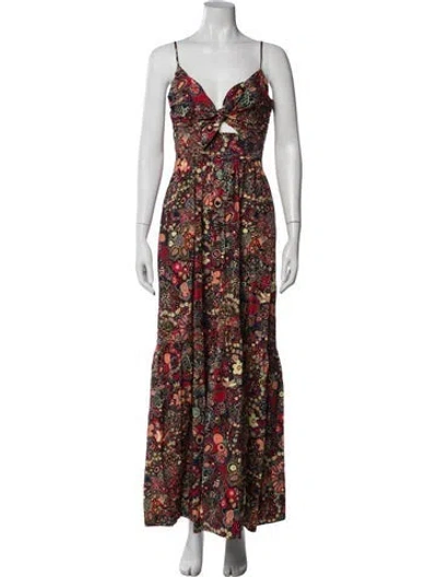 Pre-owned A.l.c Floral Print Long Dress In Black