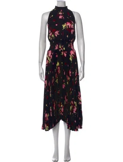 Pre-owned A.l.c Floral Print Long Dress In Black