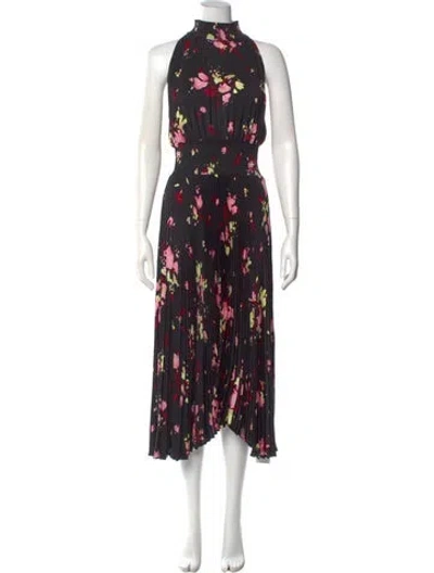 Pre-owned A.l.c Floral Print Long Dress In Black