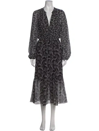 Pre-owned A.l.c Floral Print Long Dress In Black