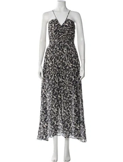 Pre-owned A.l.c Floral Print Long Dress In Black
