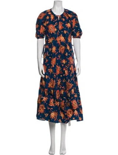 Pre-owned A.l.c Floral Print Long Dress In Blue