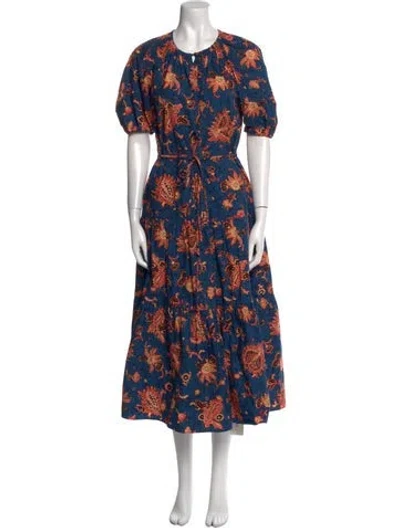 Pre-owned A.l.c Floral Print Long Dress In Blue