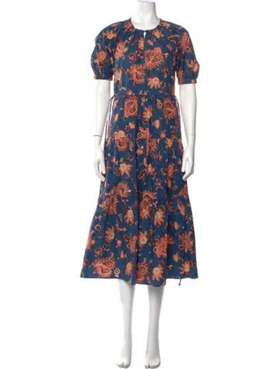 Pre-owned A.l.c Floral Print Long Dress In Blue