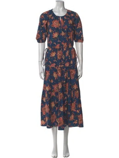 Pre-owned A.l.c Floral Print Long Dress In Blue