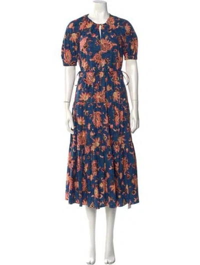 Pre-owned A.l.c Floral Print Long Dress In Blue