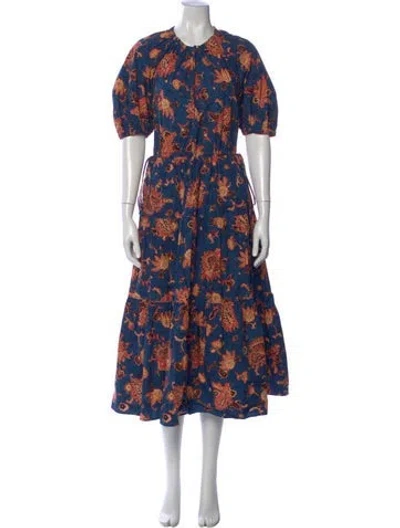 Pre-owned A.l.c Floral Print Long Dress In Blue
