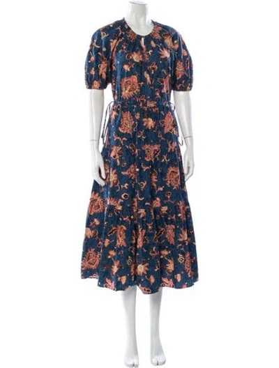 Pre-owned A.l.c Floral Print Long Dress In Blue