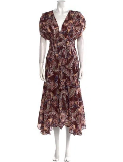 Pre-owned A.l.c Floral Print Long Dress In Brown