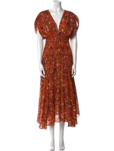 Pre-owned A.l.c Floral Print Long Dress In Brown