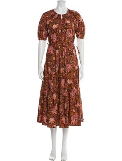 Pre-owned A.l.c Floral Print Long Dress In Brown