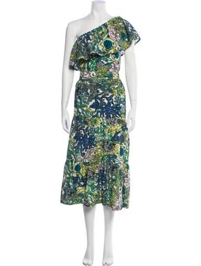 Pre-owned A.l.c Floral Print Long Dress In Green