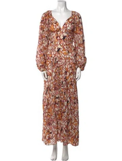 Pre-owned A.l.c Floral Print Long Dress In Neutral