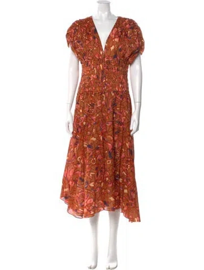 Pre-owned A.l.c Floral Print Long Dress In Neutral