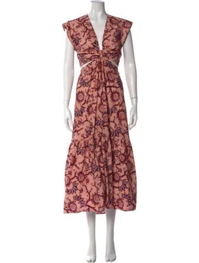 Pre-owned A.l.c Floral Print Long Dress In Orange