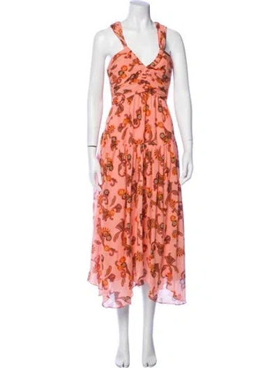 Pre-owned A.l.c Floral Print Long Dress In Orange