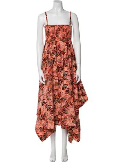 Pre-owned A.l.c Floral Print Long Dress In Orange