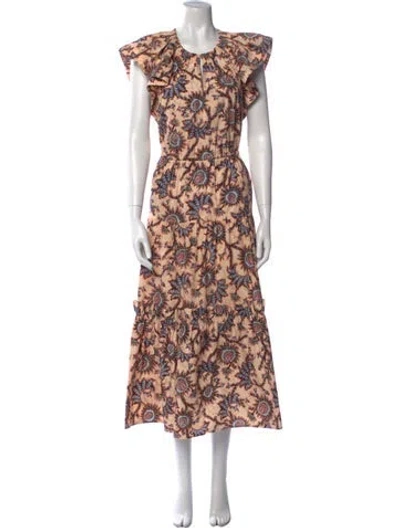 Pre-owned A.l.c Floral Print Long Dress In Orange
