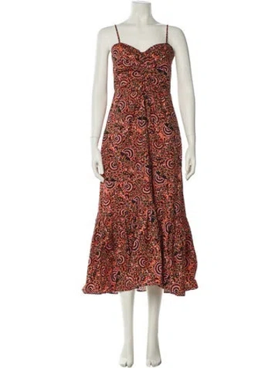 Pre-owned A.l.c Floral Print Long Dress In Orange