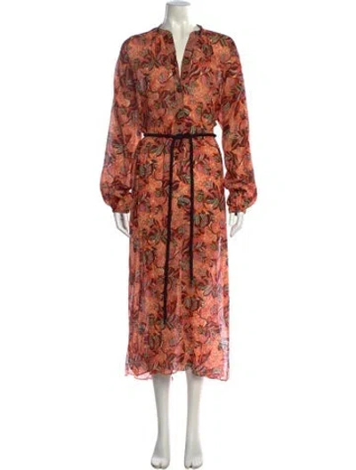 Pre-owned A.l.c Floral Print Long Dress In Orange