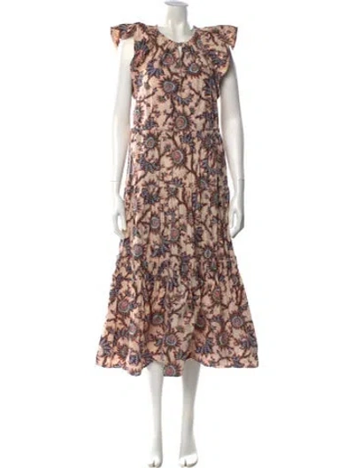 Pre-owned A.l.c Floral Print Long Dress In Orange