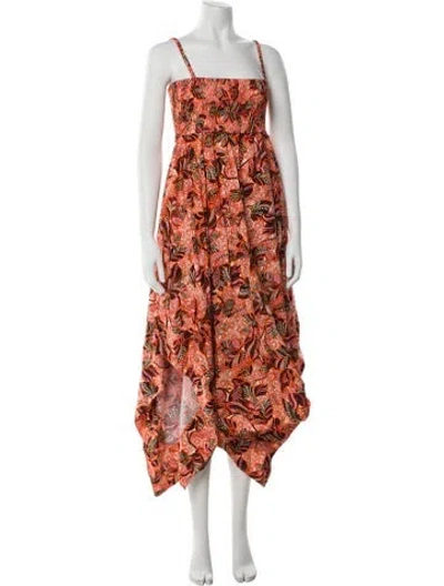 Pre-owned A.l.c Floral Print Long Dress In Orange