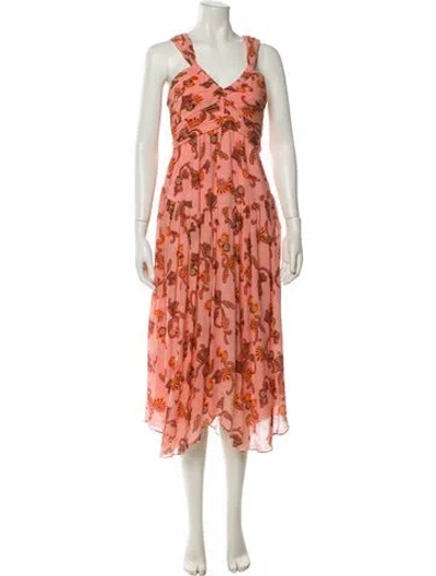 Pre-owned A.l.c Floral Print Long Dress In Pink