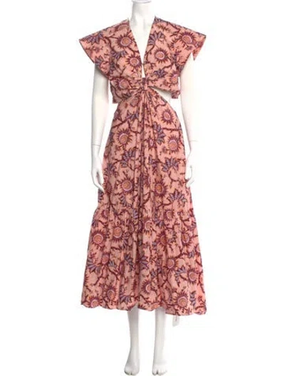 Pre-owned A.l.c Floral Print Long Dress In Pink