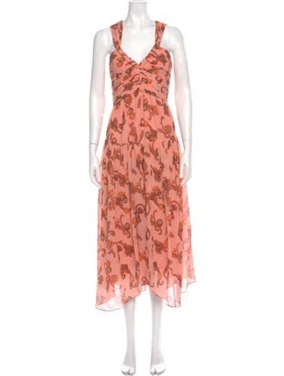 Pre-owned A.l.c Floral Print Long Dress In Pink