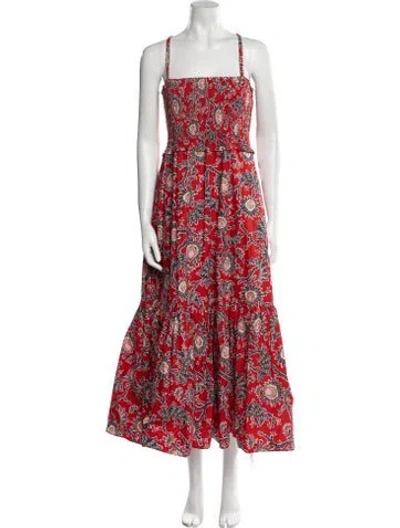 Pre-owned A.l.c Floral Print Long Dress In Red