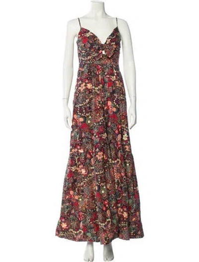 Pre-owned A.l.c Floral Print Long Dress In Red