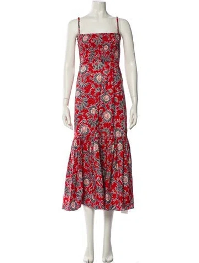 Pre-owned A.l.c Floral Print Long Dress In Red