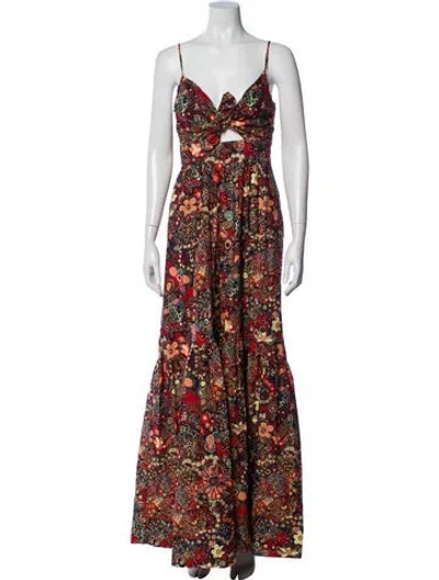 Pre-owned A.l.c Floral Print Long Dress W/ Tags In Black