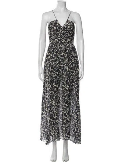 Pre-owned A.l.c Floral Print Long Dress W/ Tags In Black