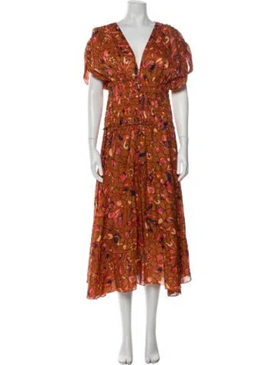 Pre-owned A.l.c Floral Print Long Dress W/ Tags In Multi