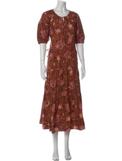 Pre-owned A.l.c Floral Print Long Dress W/ Tags In Multi